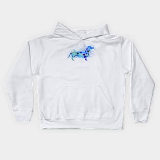 Dachshund Dog 160 blue watercolor splash Kids Hoodie